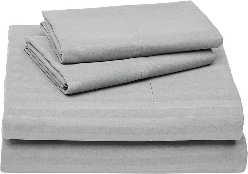 Deluxe Microfiber Striped Sheet Set, Bright White, Twin Home & Garden > Linens & Bedding > Bedding KOL DEALS Dark Grey 1-Pack King