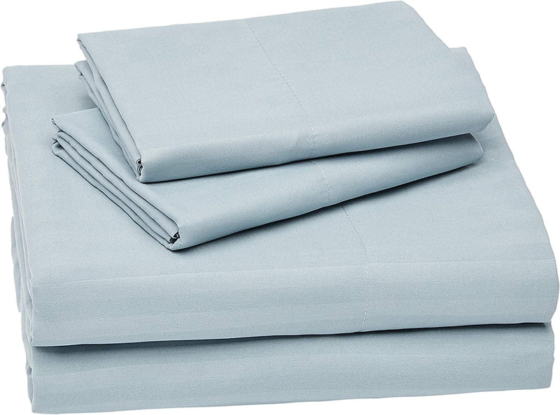 Deluxe Microfiber Striped Sheet Set, Bright White, Twin Home & Garden > Linens & Bedding > Bedding KOL DEALS Spa Blue 1-Pack Full