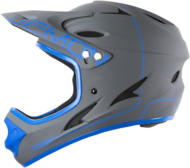 Demon Podium Full Face Bike Helmet Sporting Goods > Outdoor Recreation > Cycling > Cycling Apparel & Accessories > Bicycle Helmets Demon United Grey/Blue Medium 