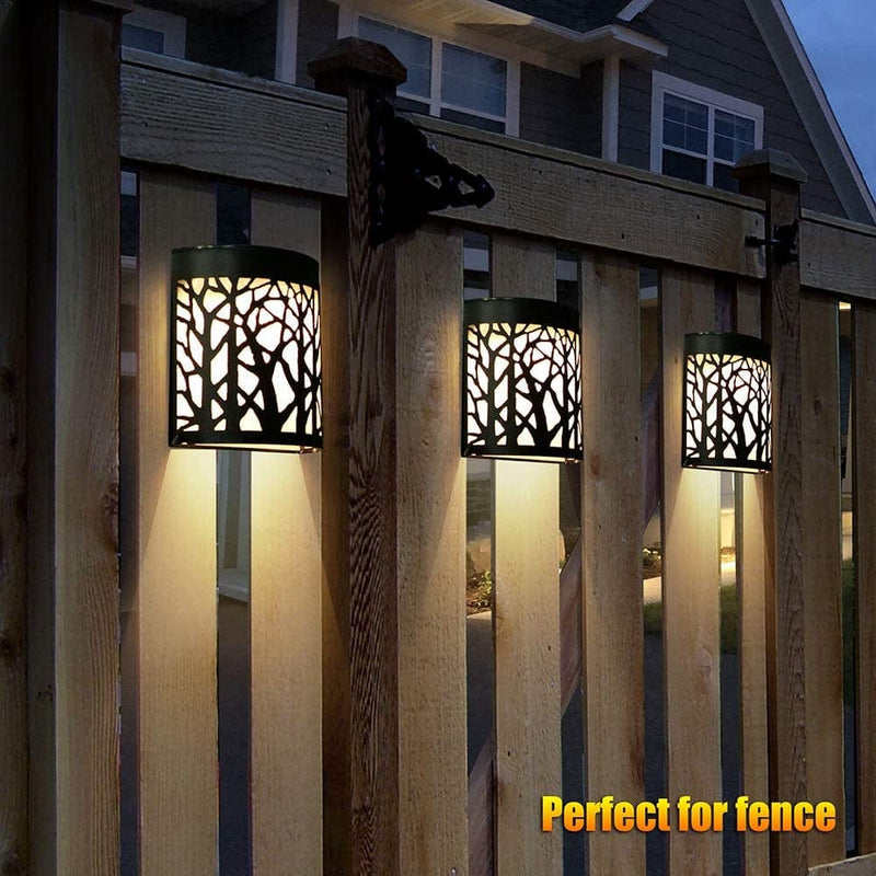 Denicmic Solar Wall Lights Outdoor Solar Fence Lights for Deck Patio Front Door Yard Stairs Led Forest Lamps Christmas Decorative Lighting Outdoor, Waterproof, Warm White/Color Changing (2 Pack) Home & Garden > Lighting > Lamps DenicMic   