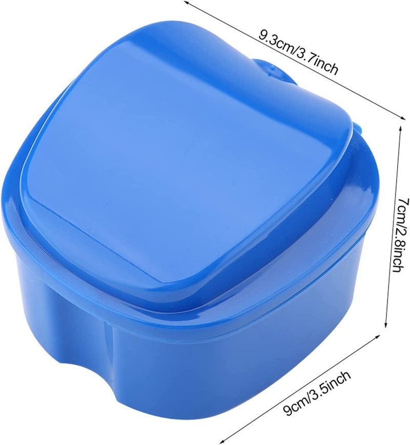 Denture Container, Strong Denture Cups Bath False Teeth Storage Box Case with Filter Screen Dental Appliance Cleaning Container for Travel (Dark Blue) Home & Garden > Household Supplies > Household Cleaning Supplies DOACT   