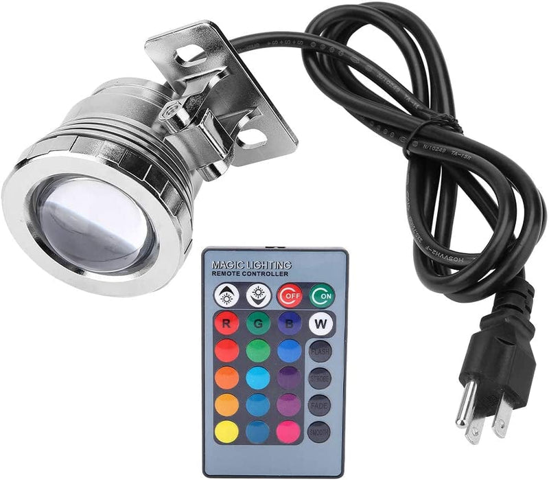 DERCLIVE RGB Underwater Light Multi-Color Outdoor AC85-265V (10W Silver 9*Bead) 2 RGB Light Light Light Underwater RGB Underwater Light RGB Home & Garden > Pool & Spa > Pool & Spa Accessories DERCLIVE AS SHOWN 06 As shown0 