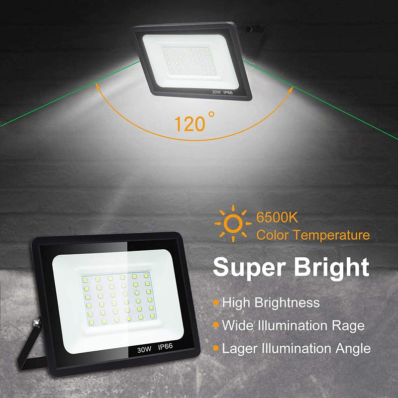 Dersoy 100W LED Flood Lights Outdoor, 9000LM LED Security Lights 6500K IP66 Waterproof Super Bright LED Spotlight Cold White Wall Light with 1.5M Cable for Garden/Garage/Warehouse/Backyard