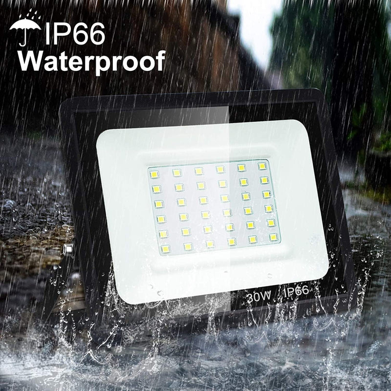 Dersoy 100W LED Flood Lights Outdoor, 9000LM LED Security Lights 6500K IP66 Waterproof Super Bright LED Spotlight Cold White Wall Light with 1.5M Cable for Garden/Garage/Warehouse/Backyard
