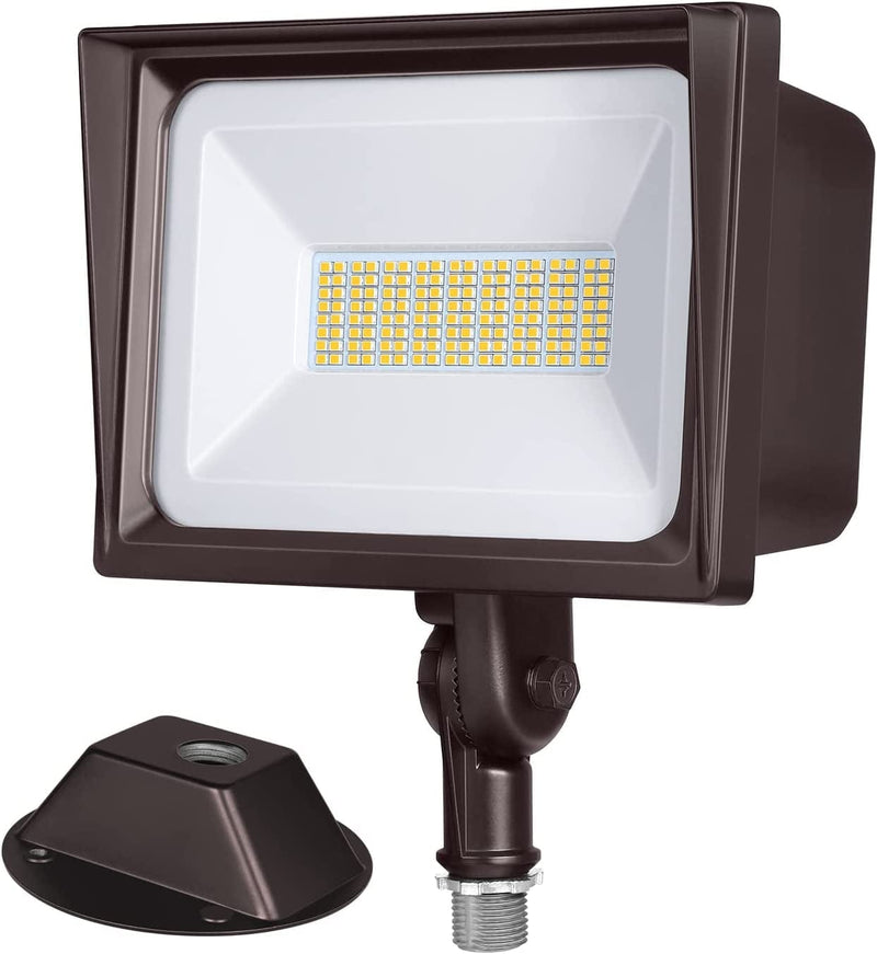 DEWENWILS 65W LED Flood Light Outdoor, 6670 LM Super Bright(500W Equivalent) IP65 Waterproof Knuckle Mount LED Security Light, 5000K Daylight for Garage, Patio, Yard, Brown, UL Listed