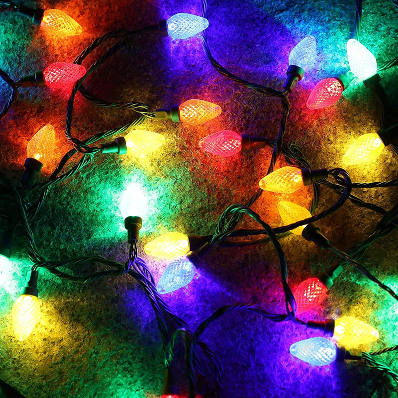 DEWENWILS Battery Operated Christmas Lights with Timer, Photocell Sensor, 22.5Ft 40LED C7 LED Christmas String Light, Multi Color, Flash/Twinkle Light String (Strawberry) Home & Garden > Lighting > Light Ropes & Strings DEWENWILS   
