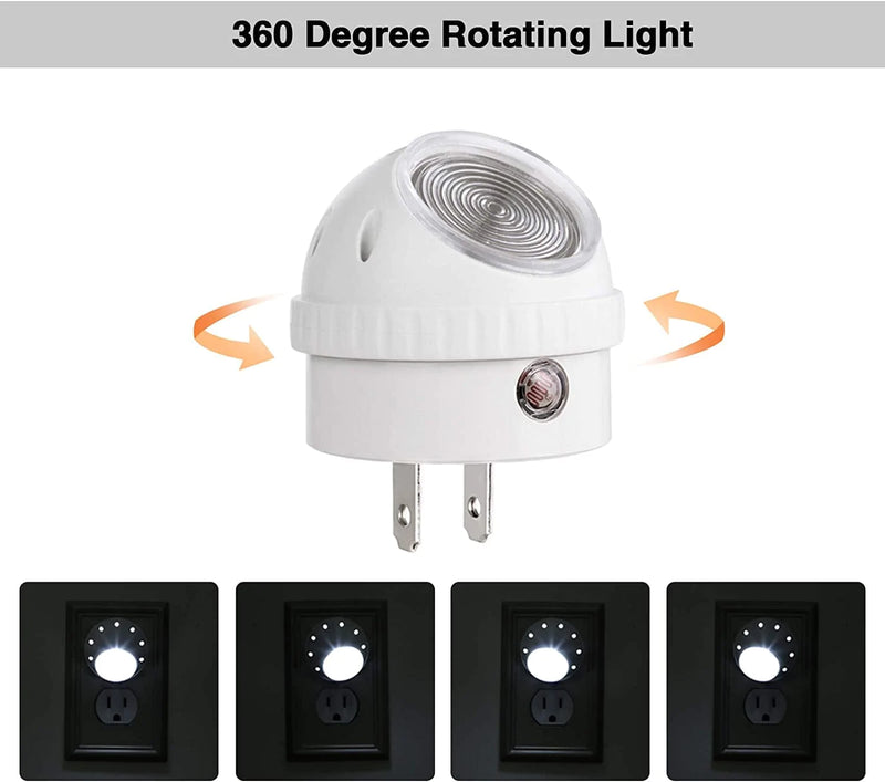 DEWENWILS LED Plug in Night Lights with Auto Dusk to Dawn Sensor, 360° Rotating, Directional Nightlights for Kids, Hallway, Bathroom, Bedroom, Daylight, UL Listed, 4 Pack