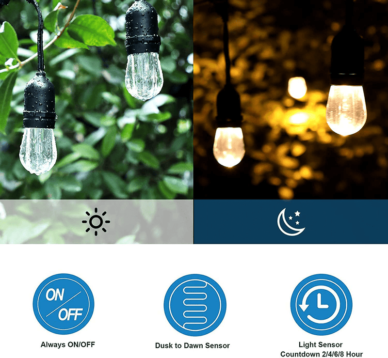 DEWENWILS Outdoor Light Sensor Timer, Plug in Weatherproof Dusk to Dawn Countdown Light Sensor Outlet Timer with Grounded Outlet for Garden Halloween Holiday String Light, 15A, UL Listed, 2 Pack