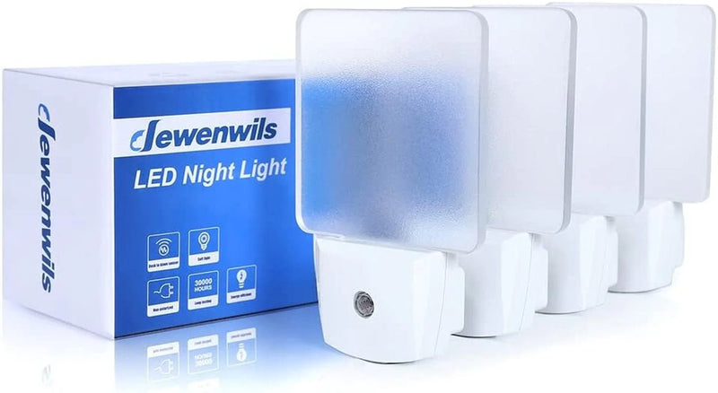 DEWENWILS Plug-In LED Night Light with Light Sensor, Auto Dusk-To-Dawn Sensor, Led Night Lights for Bathroom, Hallway, Bedroom, Living Room, Flat Clear Design, Daylight, UL Listed, 4Pack