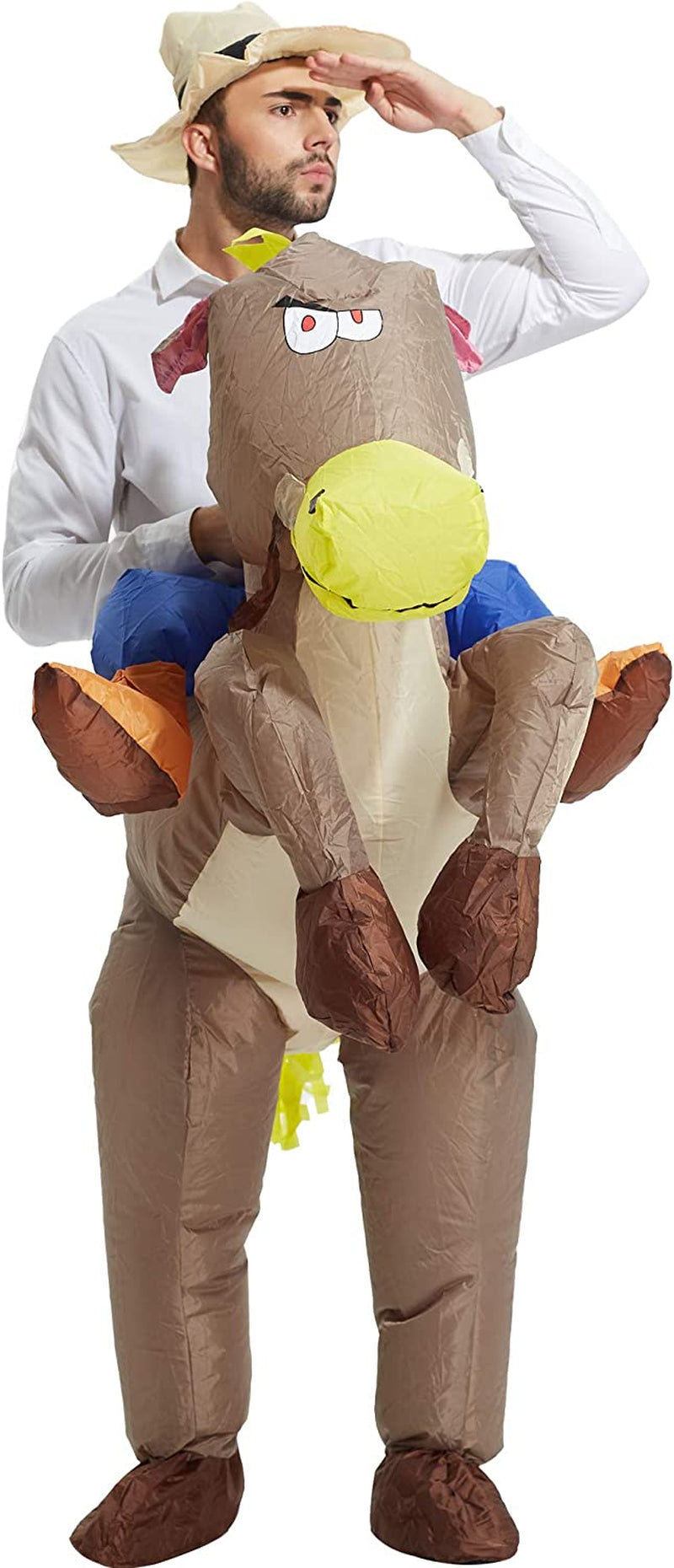 TOLOCO Inflatable Costume Adults and Kid, Cowboy Costume, Inflatable Horse Costum, Blow up Costume Halloween  Does Not Apply   