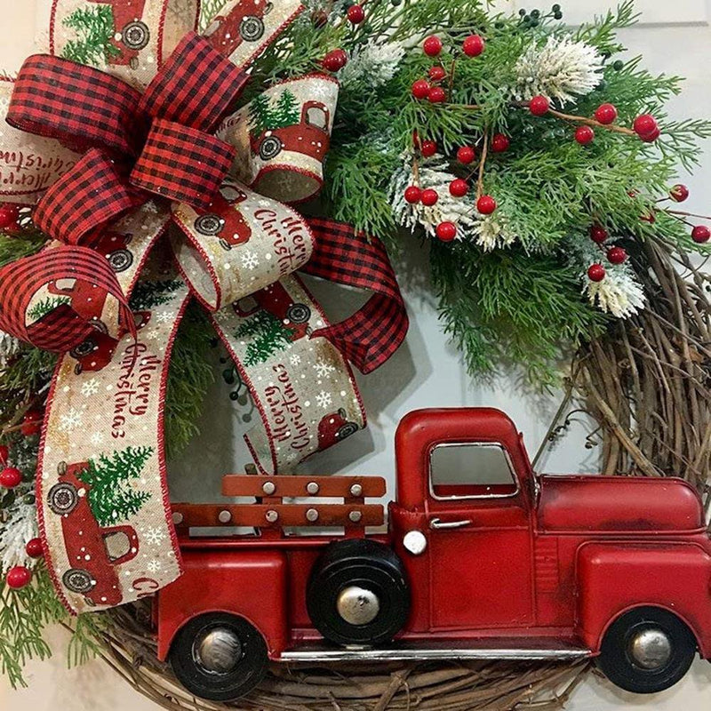 Red Truck Christmas Wreath for Front Door, Fall Eucalyptus Christmas Door Wreath Truck Autumn Wreath Decorations for Harvest Thanksgiving Home Window Wall Decoration 12 Inch Home & Garden > Decor > Seasonal & Holiday Decorations& Garden > Decor > Seasonal & Holiday Decorations FYCONE   