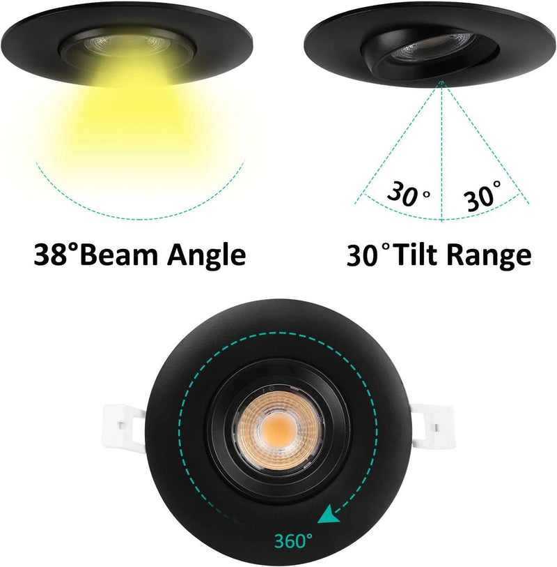 (4 Pack)4 Inch 3CCT Black Gimbal LED Recessed Light,12W 100W Eqv,Ic Rated,3 Colors 2700K/3000K/4000K,1000Lm High Brightness,Cri90+ Airtight Dimmable Adjustable Rotatable Downlight Lighting Fixture Home & Garden > Lighting > Flood & Spot Lights NICKLED   