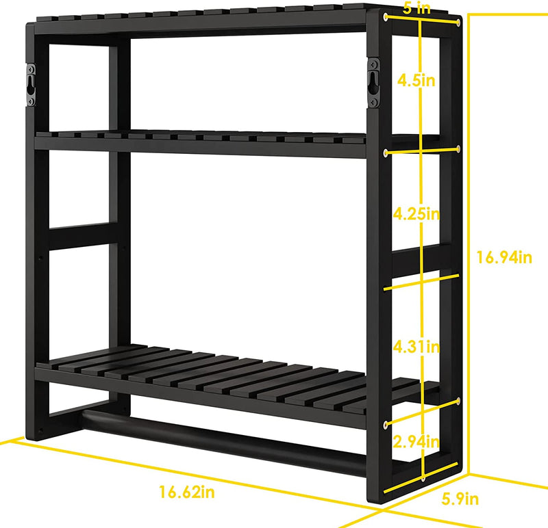 Galood Bathroom Shelves for Storage 2 Pack Black Adjustable 3 Tiers Plant Shelf over the Toilet Storage with Hanging Rod Home & Garden > Household Supplies > Storage & Organization Galood   