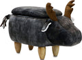 Critter Sitters Dark 15" Seat Height Animal Storage Gray Elk-Faux Leather Look-Durable Legs-Furniture for Nursery, Bedroom, Playroom & Living Room-Décor Ottoman Home & Garden > Household Supplies > Storage & Organization CRITTER SITTERS Dark Gray  