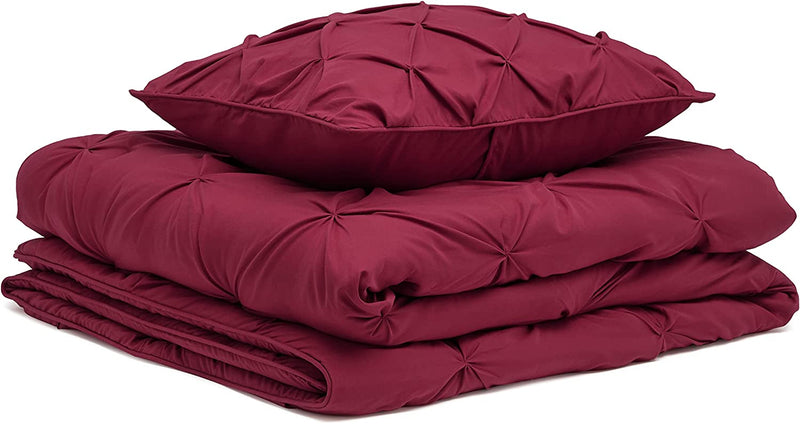 Pinch Pleat All-Season Down-Alternative Comforter Bedding Set - Twin / Twin XL, Burgundy