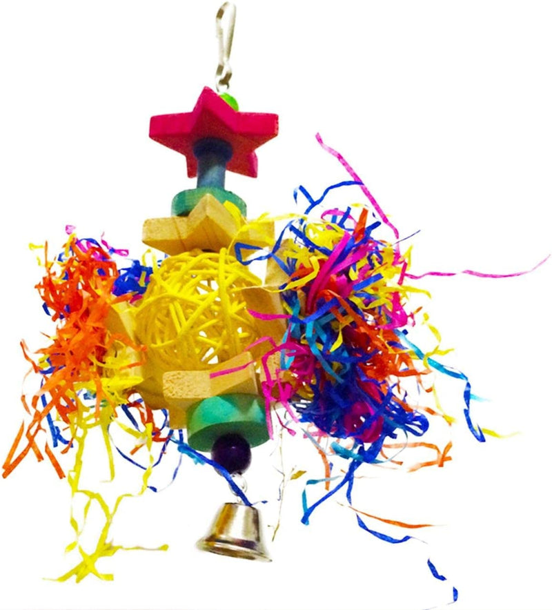 Sungrow Parakeet Toy, Brightly Colored Hanging Toy Made of Rattan, Wood and Shredded Paper, for Small and Medium Parrots, Cockatiels, Lovebirds and Finches (1 Piece) Animals & Pet Supplies > Pet Supplies > Bird Supplies > Bird Toys SunGrow 1 Piece  