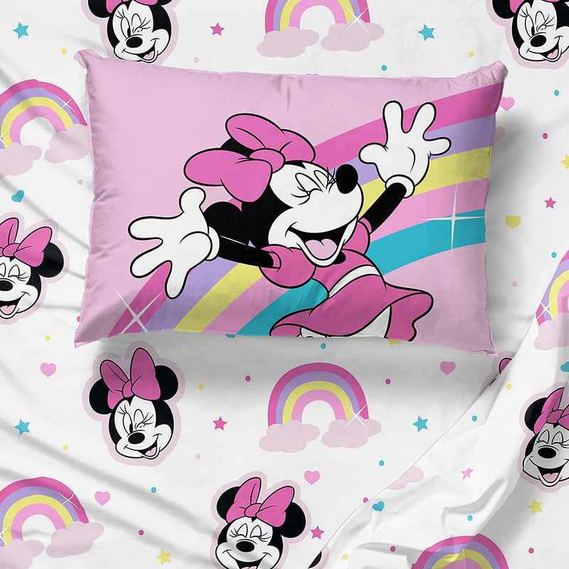 Jay Franco Disney Minnie Mouse Rainbow Stripe Twin Size Sheet Set - 3 Piece Set Super Soft and Cozy Kid’S Bedding - Fade Resistant Microfiber Sheets (Official Disney Product) Home & Garden > Linens & Bedding > Bedding Jay Franco & Sons, Inc.   