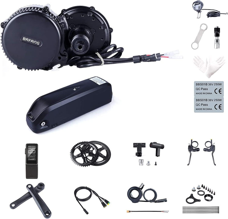 BAFANG BBS02B 48V 750W Mid Drive Electric Bike Motor Ebike Conversion Kit Mid-Mounted Engine for Mountain Bike Road Bicycle with Optional 48V 17.5Ah 18Ah and 48V 20Ah Battery Sporting Goods > Outdoor Recreation > Cycling > Bicycles BAFANG Smart DM03 48T & 20Ah Triangle Battery 