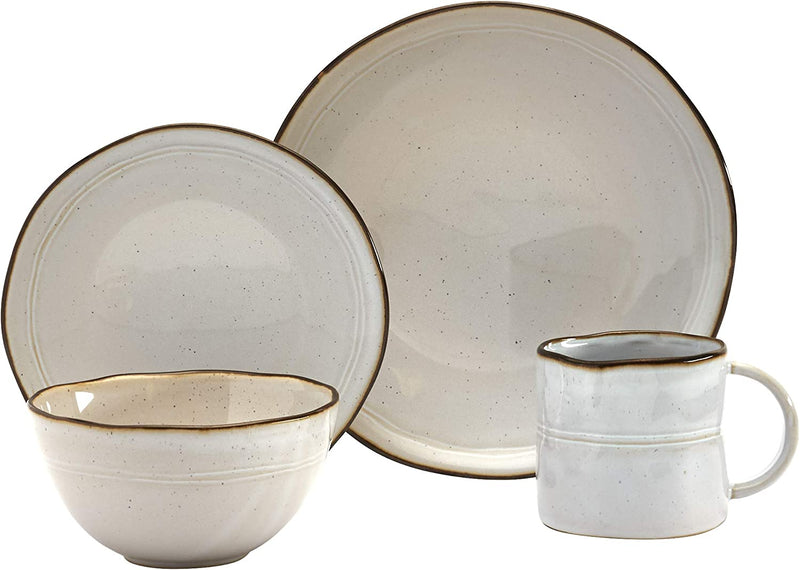 Tabletops Gallery Speckled Farmhouse Collection- Stoneware Dishes Service for 4 Dinner Salad Appetizer Dessert Plate Bowls, 16 Piece Jura Embossed Dinnerware Set in Caramel Home & Garden > Kitchen & Dining > Tableware > Dinnerware Tabletops Gallery Timeless Designs Since 1983 GENEVA 16 PIECE 