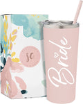 Sassycups Bride Tumbler Cup | Vacuum Insulated Stainless Steel Drink Cup with Straw for Bride to Be | Engagement Glass | Newly Engaged Travel Mug | Future Mrs Bachelorette Cup (22 Ounce, White) Home & Garden > Kitchen & Dining > Tableware > Drinkware BitzyPop White  
