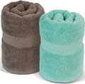 Cleanbear Bath Towels Soft Shower Towels Set of 2 with Assorted Colors 100% Cotton Bathroom Towels for Men and Women Quick Drying and Highly Absorbent 55 by 27 1/2 Inches (Coral & Light-Lilac) Home & Garden > Linens & Bedding > Towels Cleanbear Teal & Light-brown  