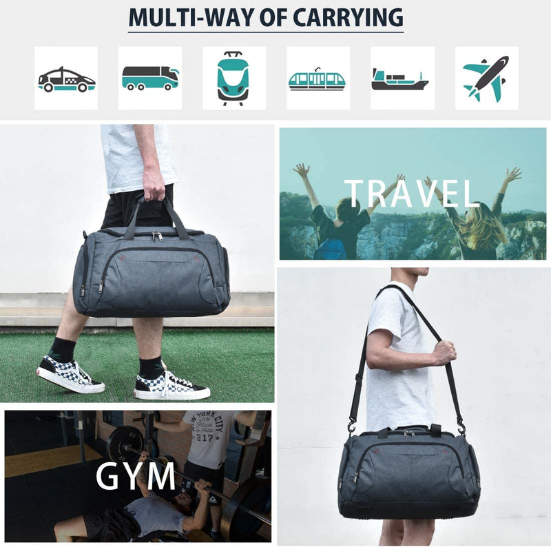 Gym Duffle Bag Waterproof Large Sports Bags Travel Duffel Bags with Shoes Compartment Weekender Overnight Bag Men Women 40L Grey Blue Home & Garden > Household Supplies > Storage & Organization NUBILY   