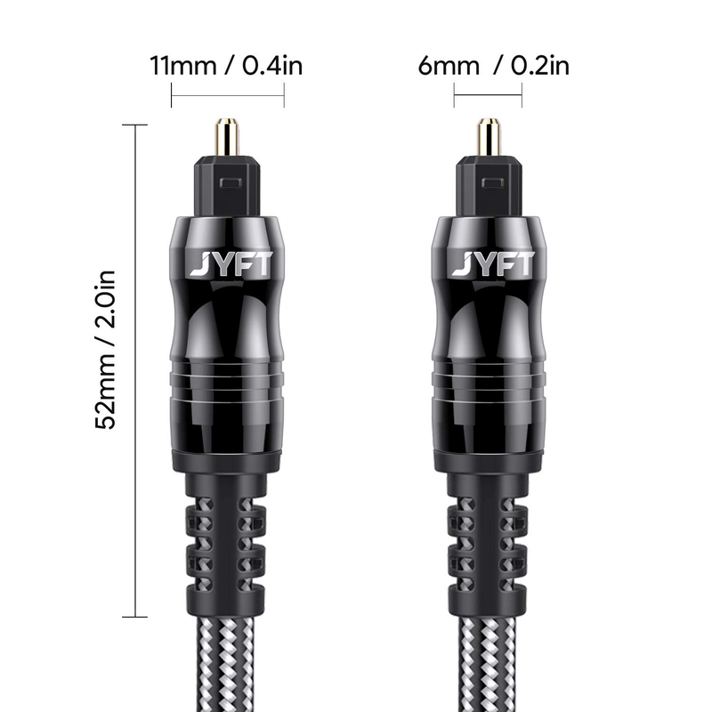 Digital Optical Audio Toslink Cable 6ft, JYFT, S/PDIF Port, 24K Gold Plated Connectors, for Home Theater, Sound Bar, TV, PS4, Xbox, Playstation, 1Pack Electronics > Electronics Accessories > Cables JYFT   