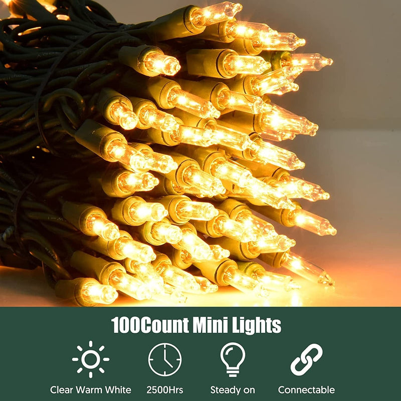 Dirnun Christmas Lights 100 Count Mini Lights Green Wire Christmas Tree String Lights Set for Indoor Outdoor Christmas Decorations, Wedding, Holiday, Party, Home(Clear Warmwhite) Home & Garden > Lighting > Light Ropes & Strings Dirnun   