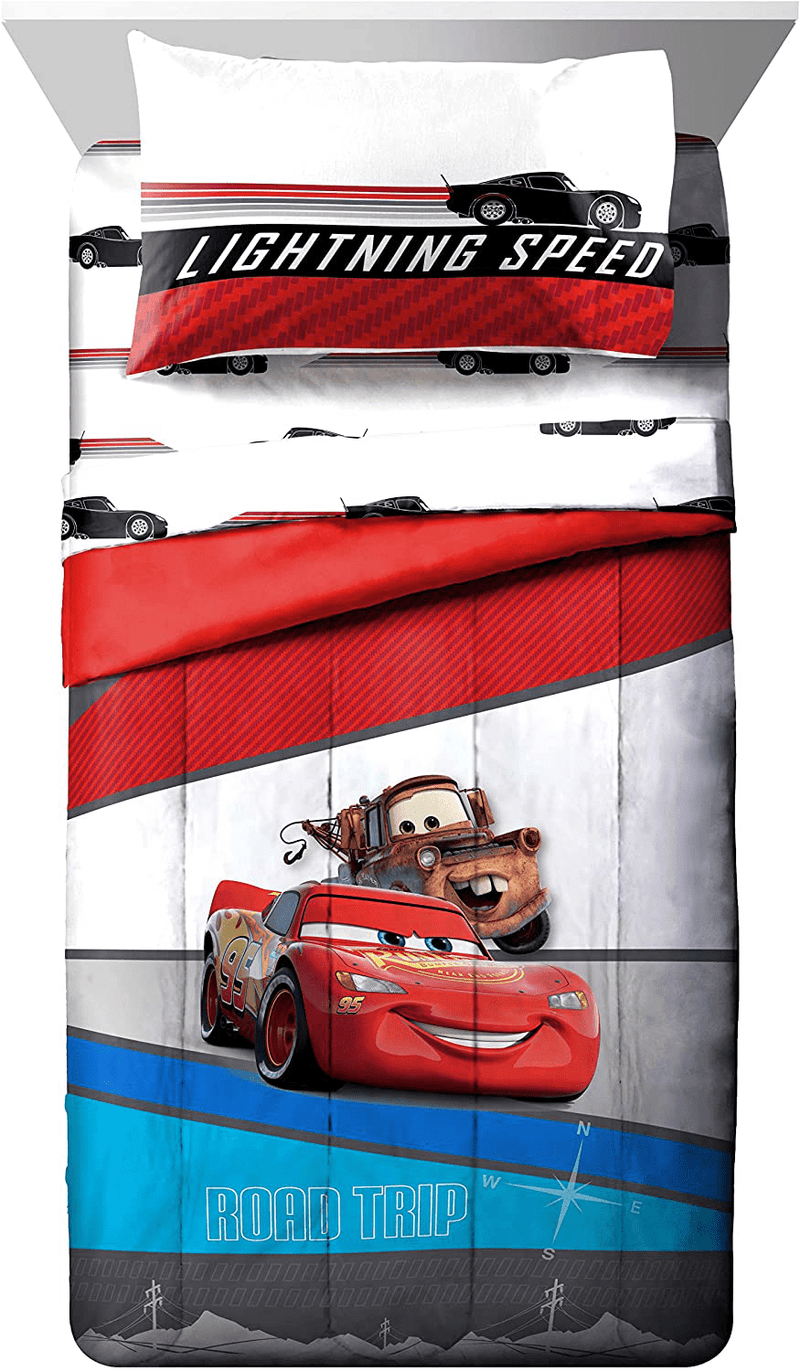 Disney Pixar Cars Racing Machine 5 Piece Twin Bed Set - Includes Comforter & Sheet Set - Bedding Features Lightning McQueen - Super Soft Fade Resistant Microfiber (Official Disney Pixar Product) Home & Garden > Linens & Bedding > Bedding Jay Franco   