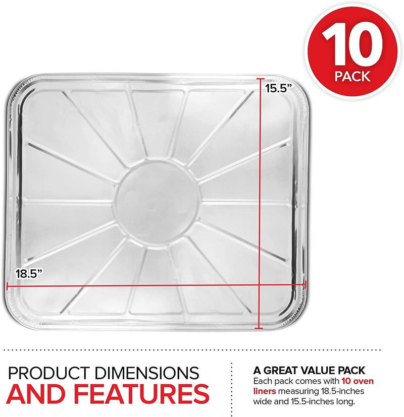 Disposable Foil Oven Liners (10 Pack) Aluminum Foil Oven Liners for Bottom of Electric Oven & Gas Oven, Reusable Oven Drip Pan Tray for Cooking and Baking, Disposable Baking Mats - Stock Your Home Home & Garden > Kitchen & Dining > Cookware & Bakeware Stock Your Home   