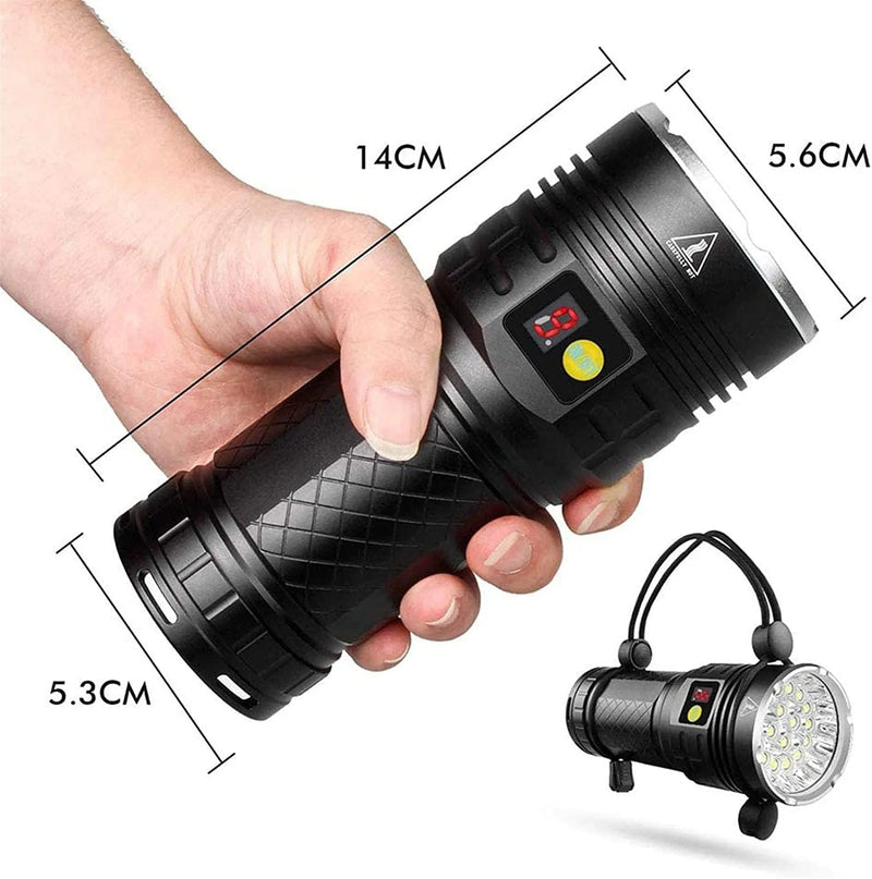 Ditanjia Powerful LED Torch,30000 Lumens Rechargeable 18*T6 LED Torches Handheld Tactical Flashlight with Built-In Batteries4 Modes, Waterproof Torch Lamp for Camping Hiking Emergency Camping Accessor Hardware > Tools > Flashlights & Headlamps > Flashlights Ditanjia   