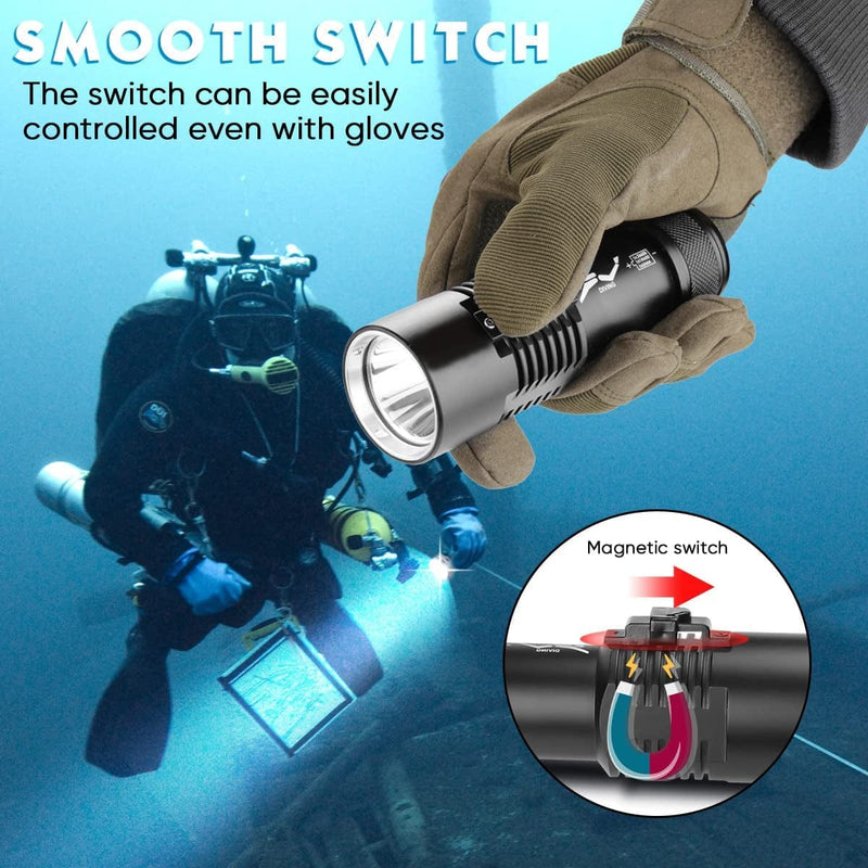 Diving Flashlight - 6000 Lumens Rechargeable Scuba Dive Lights IPX8 Waterproof Underwater 98Ft Led Flashlights Super Bright Submersible Torch Lights for under Water Deep Sea Snorkeling Cave at Night Home & Garden > Pool & Spa > Pool & Spa Accessories T6   