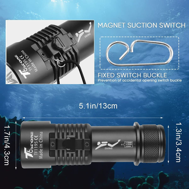 Diving Flashlight - 6000 Lumens Rechargeable Scuba Dive Lights IPX8 Waterproof Underwater 98Ft Led Flashlights Super Bright Submersible Torch Lights for under Water Deep Sea Snorkeling Cave at Night Home & Garden > Pool & Spa > Pool & Spa Accessories T6   