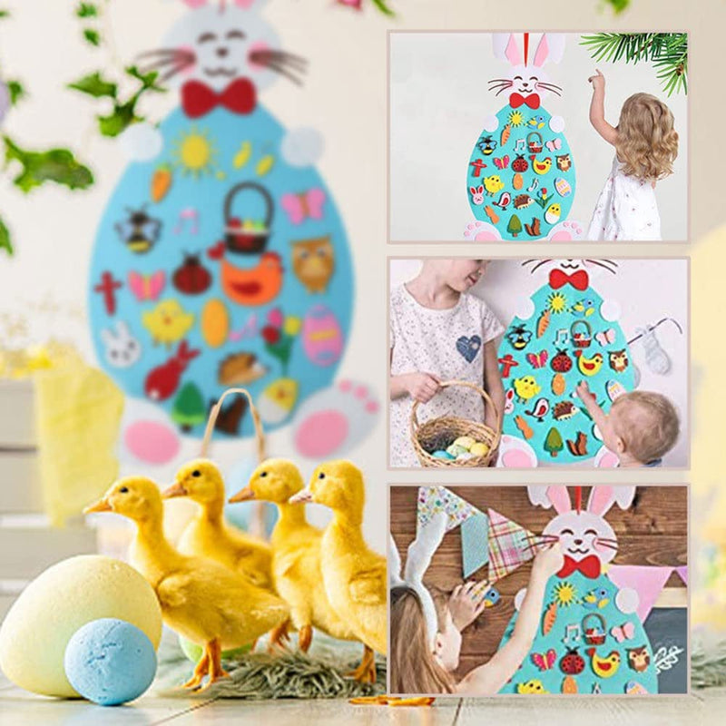 DIY Easter Bunny, Toddler Easter Felt Board Decorations for Home, Kids DIY Rabbit Crafts with Easter Egg and Bunny Detachable Puzzle Ornaments Home & Garden > Decor > Seasonal & Holiday Decorations DIY Felt Bunny   