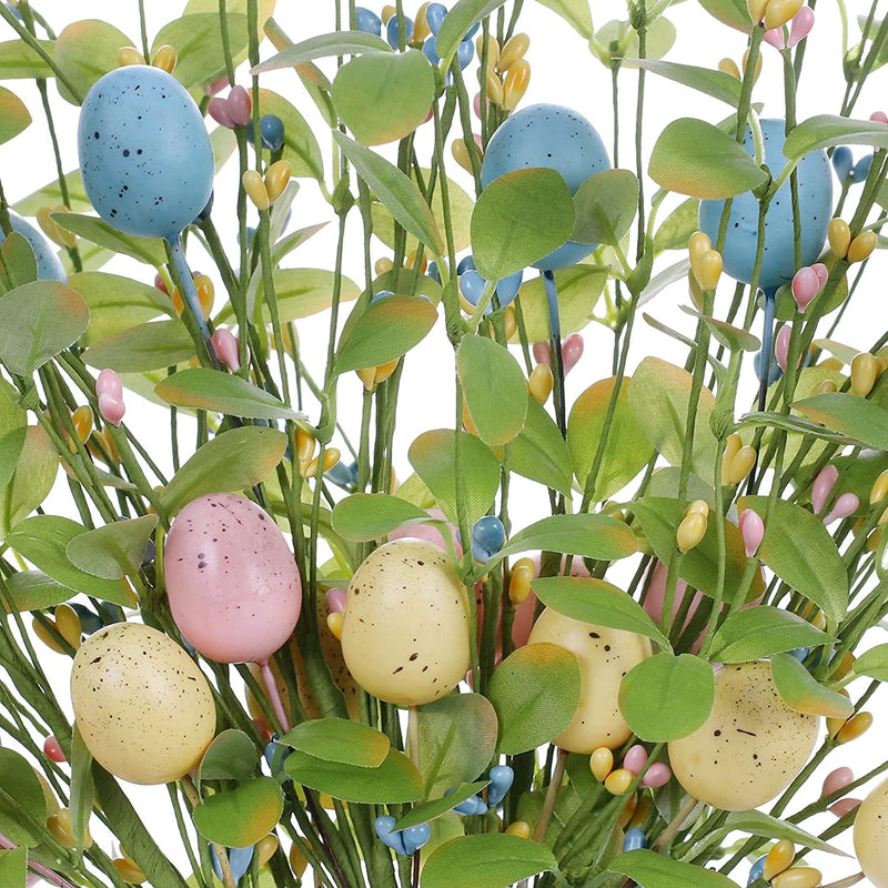 DIYFLORU Easter Egg Picks,6 Pack 17In/43Cm Easter Egg Stems with Green Leaves for Flower Arrangement and Easter Home Decor(Multicolor) Home & Garden > Decor > Seasonal & Holiday Decorations DIYFLORU   