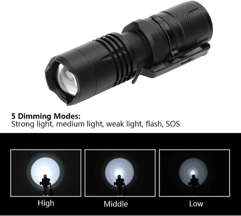 DJDK LED Torches,Led Mini Flashlight Waterproof Dimmable 5 Modes Long-Range Torch 1000Lm -16340 CR123A White Hardware > Tools > Flashlights & Headlamps > Flashlights DJDK   