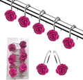DLD Shower Curtain Hooks, 12 Anti-Rust Decorative Resin Hooks (5 Colors Available) for Bathroom, Baby Room, Bedroom, Living Room Decoration (Rose Red) Home & Garden > Decor > Seasonal & Holiday Decorations DLD Rose Red  
