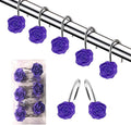 DLD Shower Curtain Hooks, 12 Anti-Rust Decorative Resin Hooks (5 Colors Available) for Bathroom, Baby Room, Bedroom, Living Room Decoration (Rose Red) Home & Garden > Decor > Seasonal & Holiday Decorations DLD Purple  