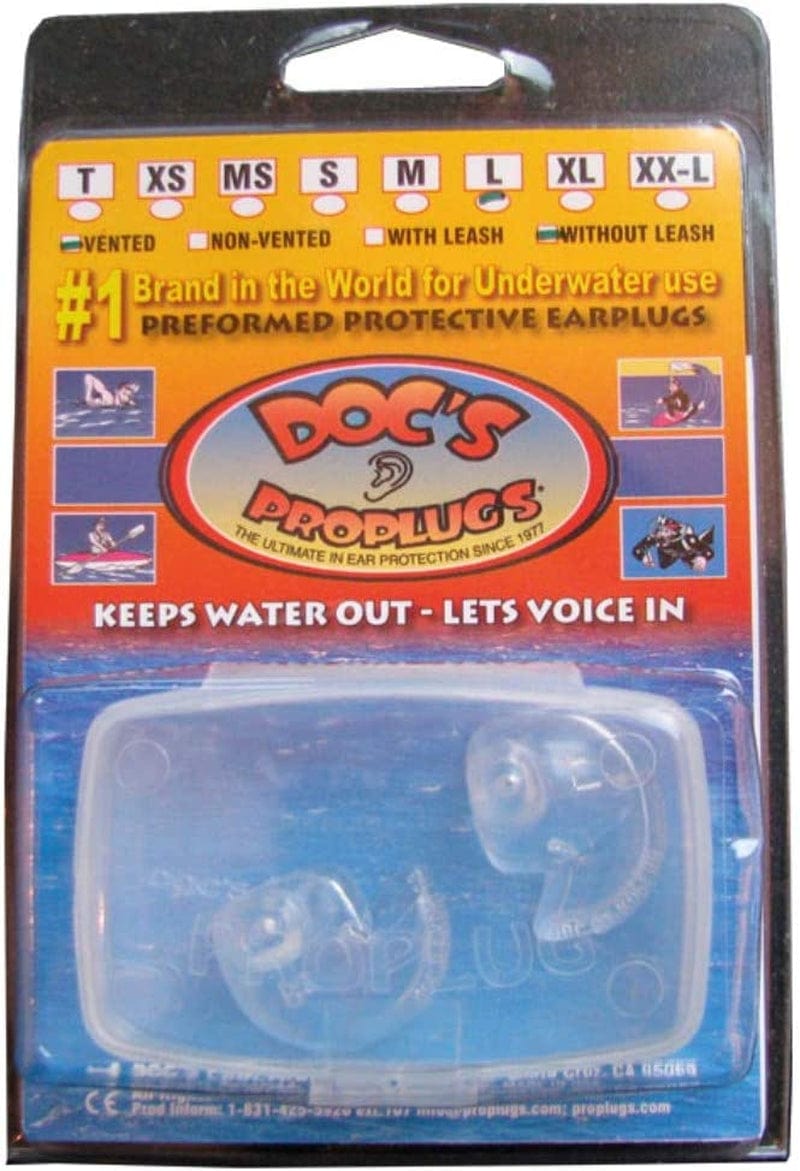 Doc'S Proplugs Vented Ear Plug Clear No Leash Size Large Sporting Goods > Outdoor Recreation > Boating & Water Sports > Swimming Doc's Proplugs   