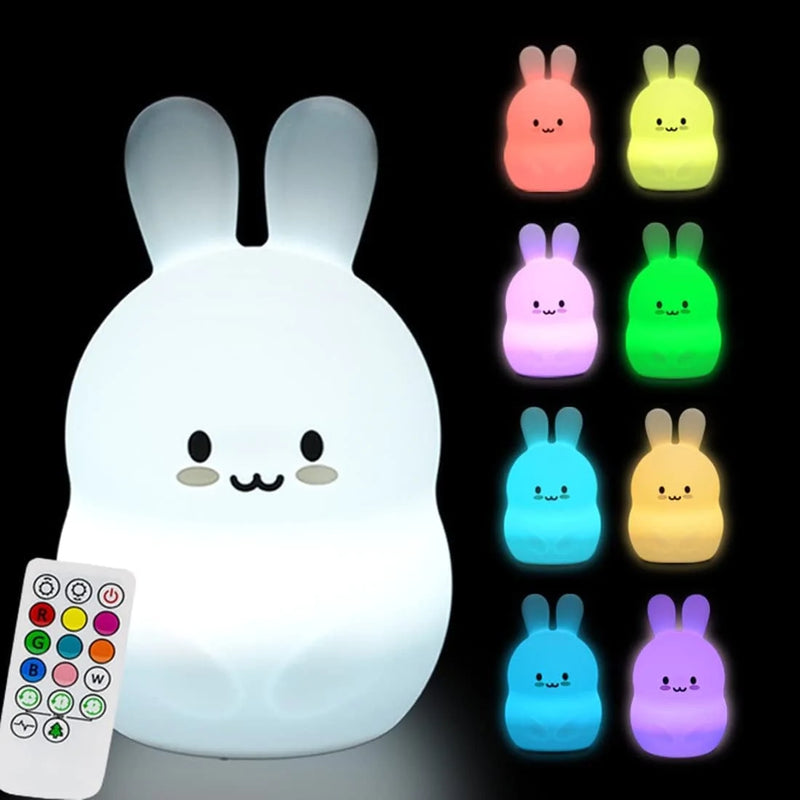 Dog Night Light, Night Lights for Kids, Bedside Lamp for Children, Baby Nursery Night-Light - Break Resistant/Eye Caring/Adjustable Brightness & Color/Time Setting/Touch-Control & Remote Control Home & Garden > Lighting > Night Lights & Ambient Lighting Glinrui Large Rabbit 9 colors Large 