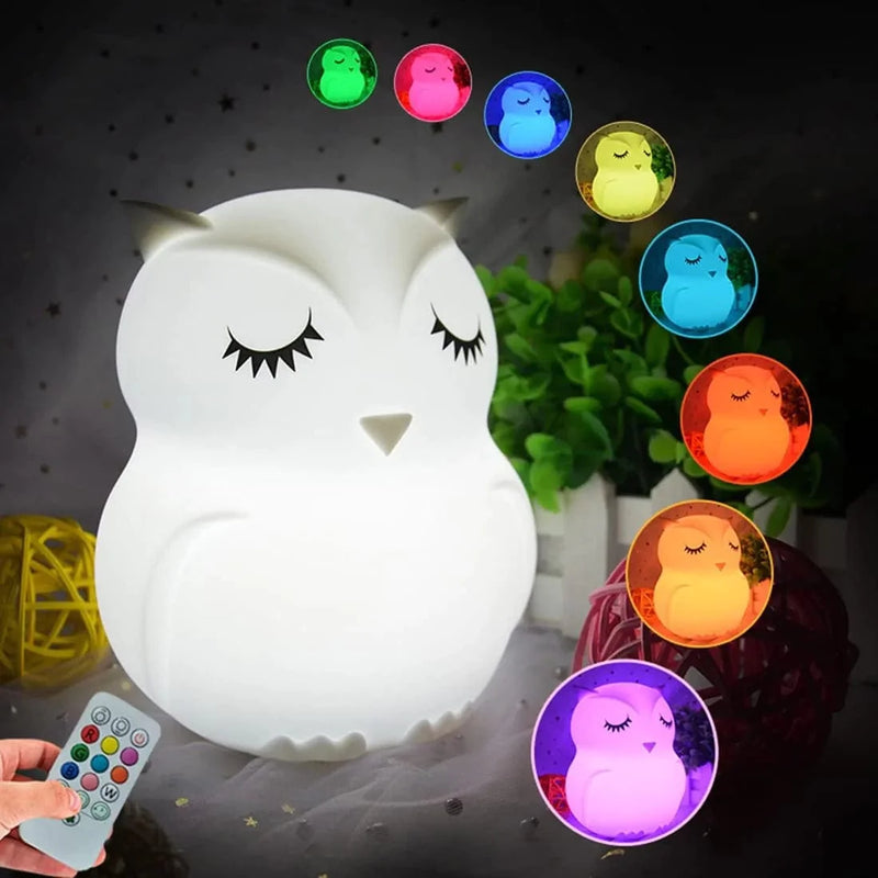 Dog Night Light, Night Lights for Kids, Bedside Lamp for Children, Baby Nursery Night-Light - Break Resistant/Eye Caring/Adjustable Brightness & Color/Time Setting/Touch-Control & Remote Control Home & Garden > Lighting > Night Lights & Ambient Lighting Glinrui Medium Owl 9 colors Medium 