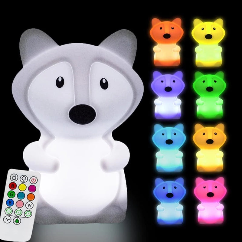 Dog Night Light, Night Lights for Kids, Bedside Lamp for Children, Baby Nursery Night-Light - Break Resistant/Eye Caring/Adjustable Brightness & Color/Time Setting/Touch-Control & Remote Control Home & Garden > Lighting > Night Lights & Ambient Lighting Glinrui Large Fox 9 colors Large 