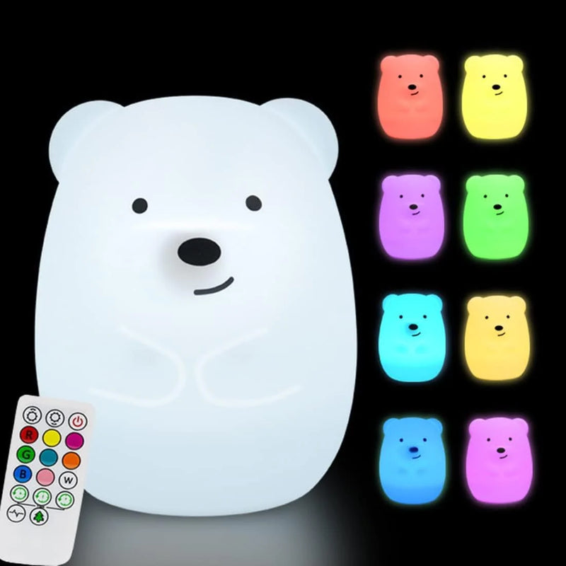Dog Night Light, Night Lights for Kids, Bedside Lamp for Children, Baby Nursery Night-Light - Break Resistant/Eye Caring/Adjustable Brightness & Color/Time Setting/Touch-Control & Remote Control Home & Garden > Lighting > Night Lights & Ambient Lighting Glinrui Large Bear 9 colors Large 