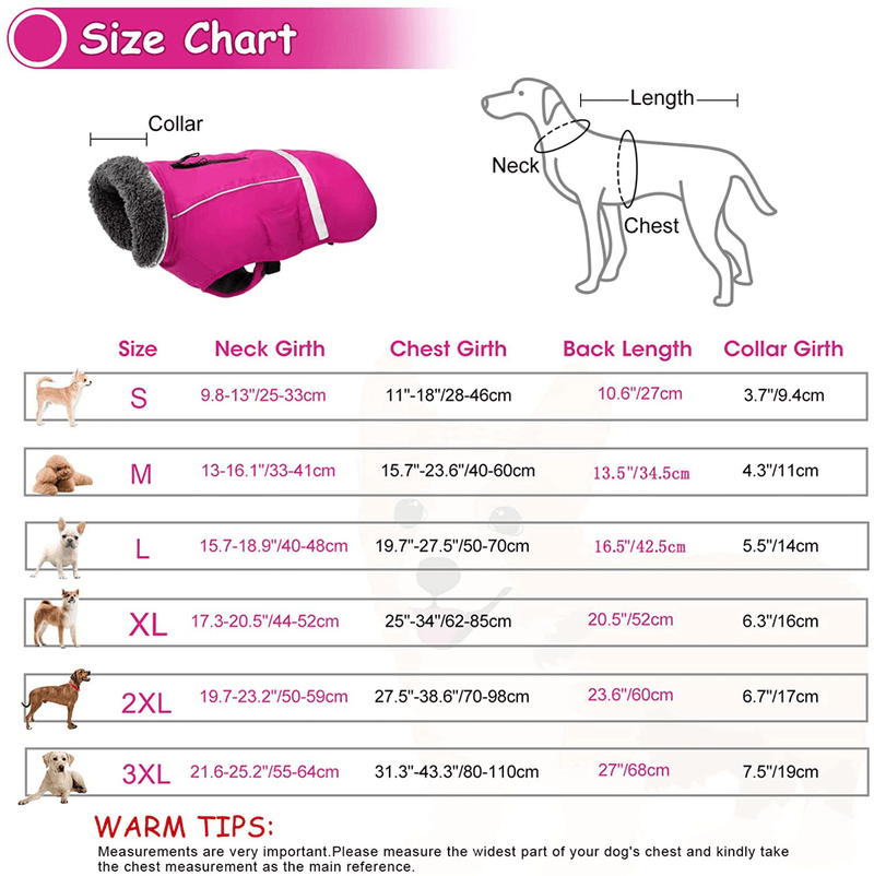 Dogcheer Warm Dog Coat, Fleece Collar Winter Dog Clothes, Reflective Pet Jacket Apparel for Cold Weather, Waterproof Windproof Puppy Snowsuit Vest for Small Medium Large Dogs Animals & Pet Supplies > Pet Supplies > Dog Supplies > Dog Apparel Dogcheer   