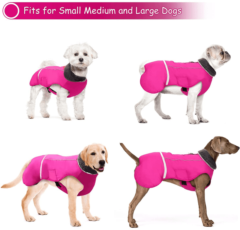 Dogcheer Warm Dog Coat, Fleece Collar Winter Dog Clothes, Reflective Pet Jacket Apparel for Cold Weather, Waterproof Windproof Puppy Snowsuit Vest for Small Medium Large Dogs Animals & Pet Supplies > Pet Supplies > Dog Supplies > Dog Apparel Dogcheer   