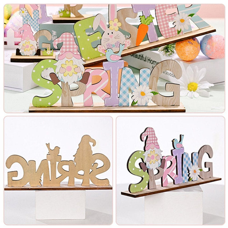 Dolked 2Pcs Easter Desktop Decoration, Wooden Alphabet Color Decoration for Home Office Decoration, 8.66X3.54In Home & Garden > Decor > Seasonal & Holiday Decorations Dolked   