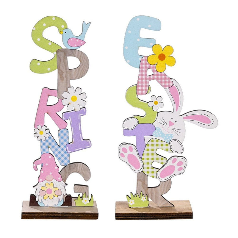 Dolked 2Pcs Easter Desktop Decoration, Wooden Alphabet Color Decoration for Home Office Decoration, 8.66X3.54In Home & Garden > Decor > Seasonal & Holiday Decorations Dolked Vertical style  