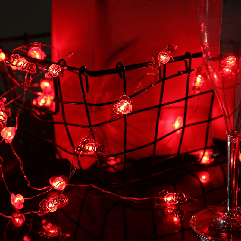 Domestar Valentine Day Red Heart Shaped String Lights ,10Ft 30 Leds Heart and Love Hanging String Lights with Remote Battery Operated Lights for Romantic Night Wedding Anniversary Decor Home & Garden > Decor > Seasonal & Holiday Decorations DomeStar   