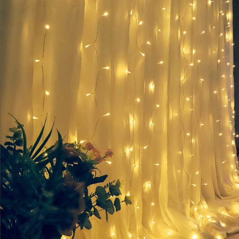 Dooit 9.8Ft6.5Ft300Led Curtain String Lights 8 Modes 29V UL Plug in Decor for Christmas Party Wedding Ceremony Home Garden Bedroom Indoor/Outdoor （Warm White