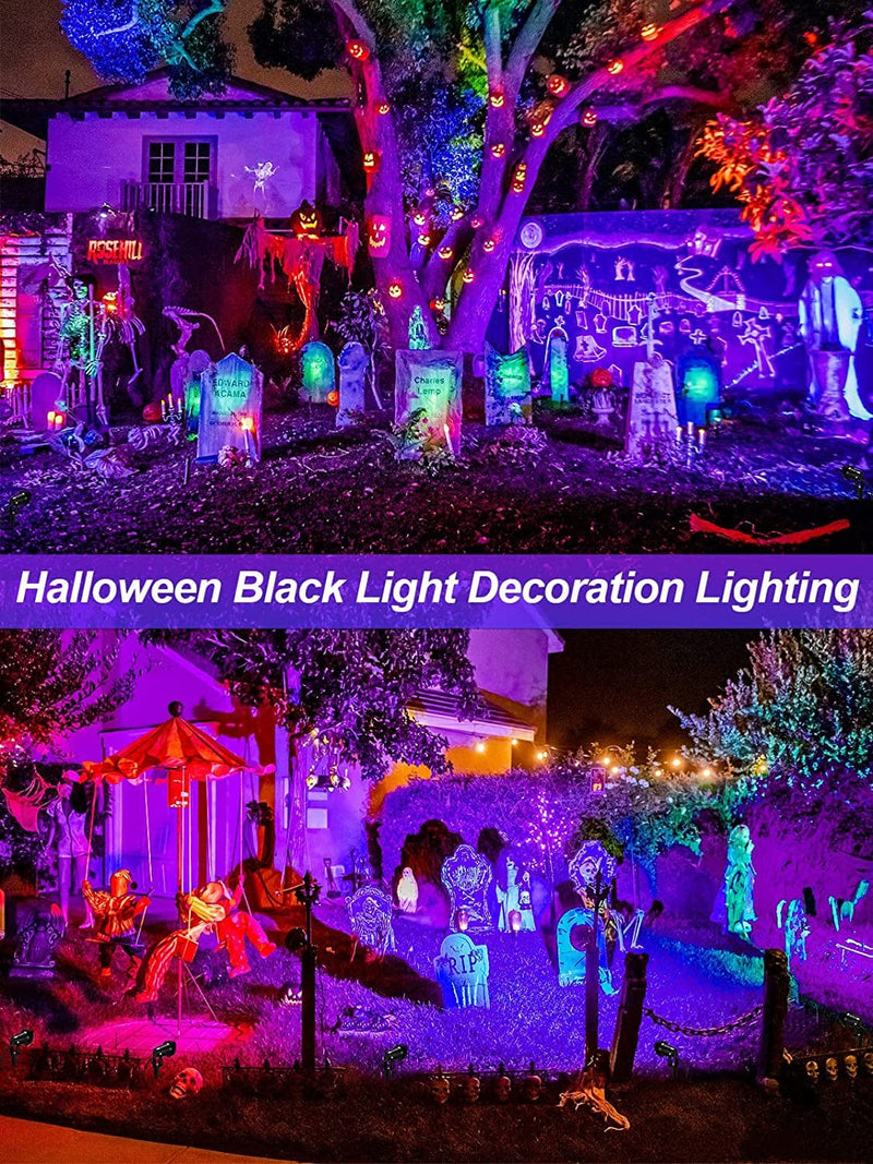 DOREIO Halloween Blacklight Spotlight Outdoor 15W LED Black Lights Waterproof Landscape Lighting with US Plug for Glow Dance Party ,Stage Lighting,Body Paint,Fluorescent Poster, Neon Glow(1 Pack)